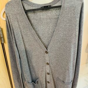 Forever 21 Gray Cardigan Sweater V-Neck Knit